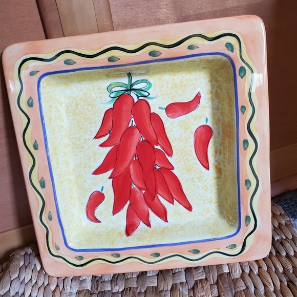 Santa Fe Red Chili Serving Plate, Square 11" Plate - Picture 7 of 7